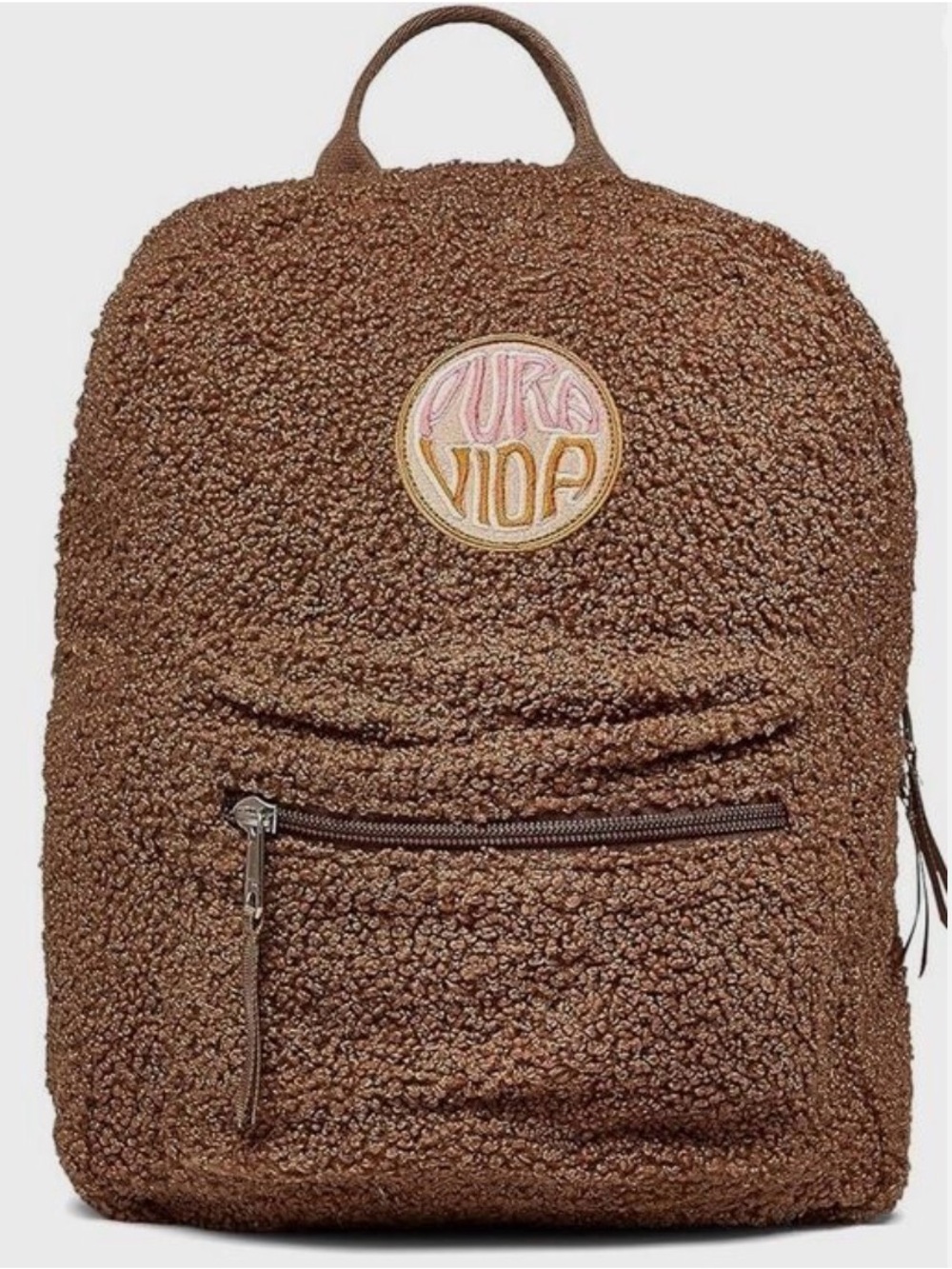 Pura Vida Teddy Bear Mini Daypack Brown Sherpa Fleece Backpack NWT